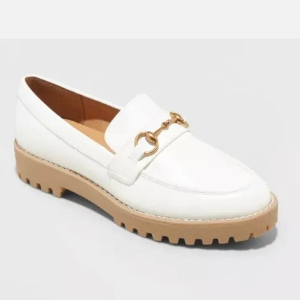 A New Day Womens 10 Danica Off White Platform Loafers Chunky Sole Shoe